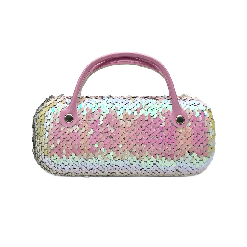 Ins Style Colorful Sequin Handbag Women's Pink Handle Cosmetic Bag Portable Large Capacity Sunglasses Case