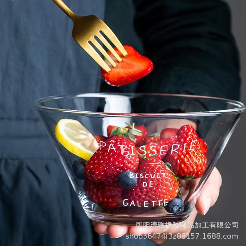 ガラスフレンチフルーツサラダボウルシングルインスタントラーメンボウルプレートボウルクリエイティブデザートボウルインターネット有名人双耳ラーメンボウル|undefined