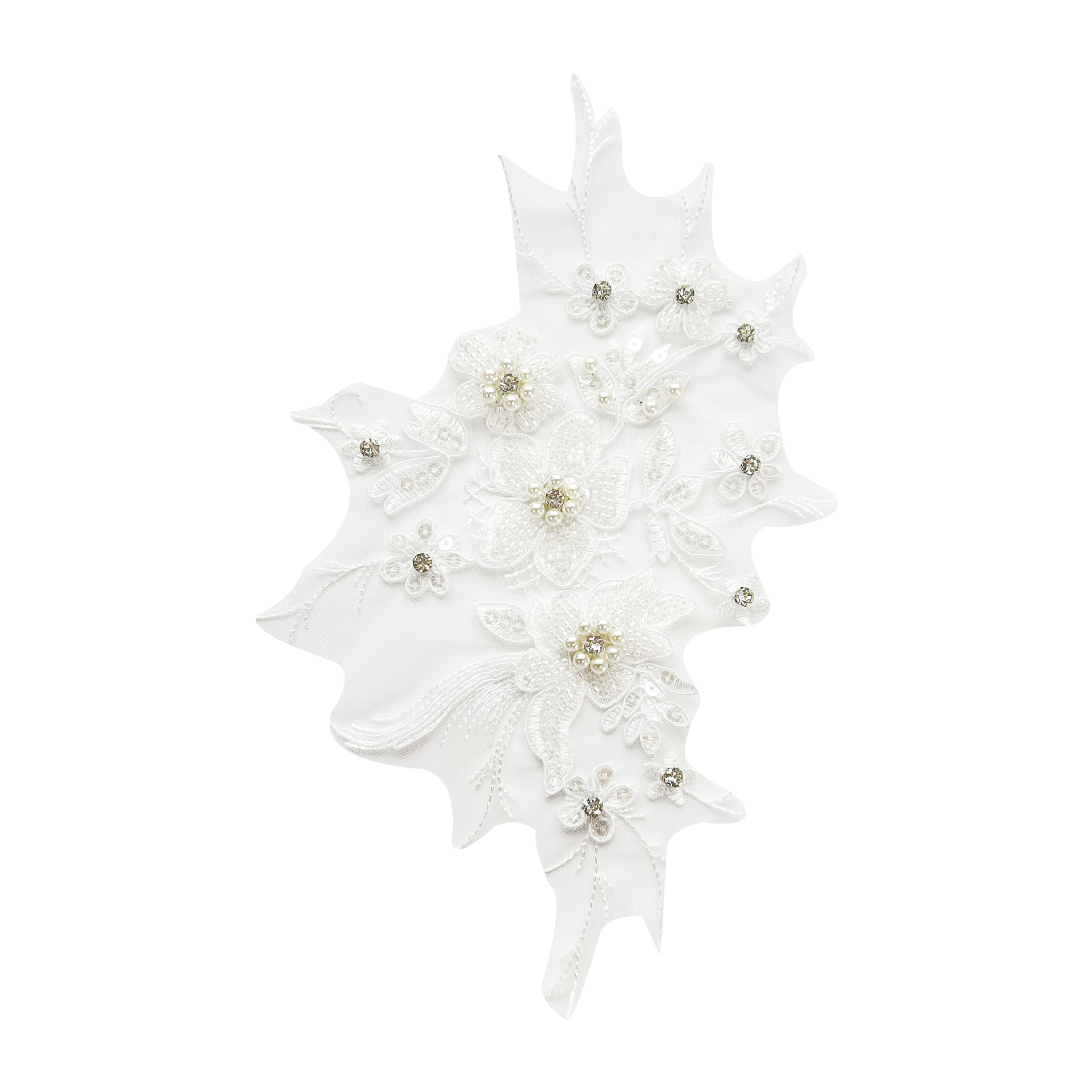 Flor blanca estereoscópica bordada de perlas en flor pegatinas de tela vestido de boda vestido de espectáculo vestido de decoración accesorios de calcomanías image 4