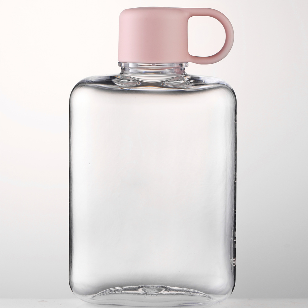 De alto aspecto lindo taza cuadrada de plástico olla plana deportes hervidor mujer estudiante al aire libre portátil resistente a la caída de Internet celebridad taza de agua