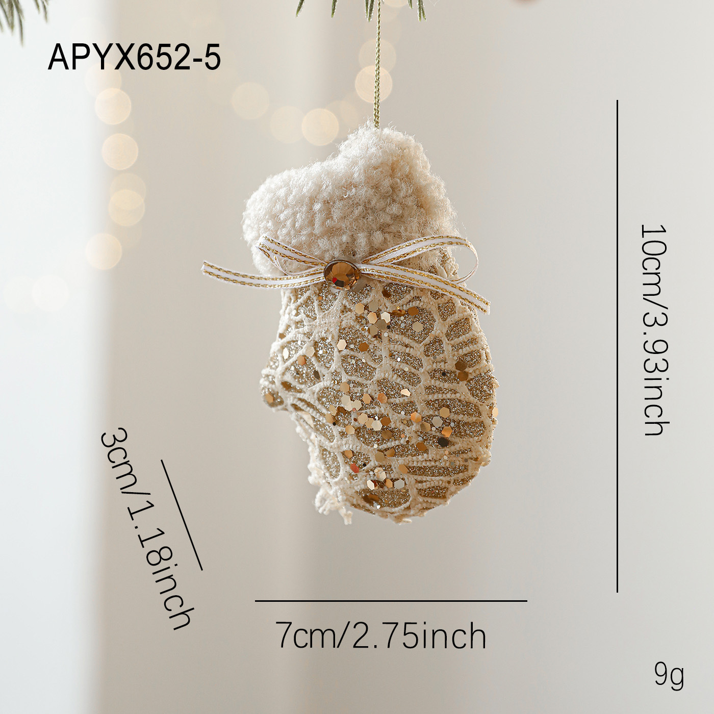 Nuevos colgantes de Navidad de espuma de color champán polvo adhesivo envoltura tela decoración de árbol de Navidad colgantes de perlas diseño de escena de forma especial