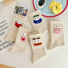 丑萌趣味搞怪襪子女長筒襪點子紗高顏值ins學生外穿羽毛紗堆堆襪