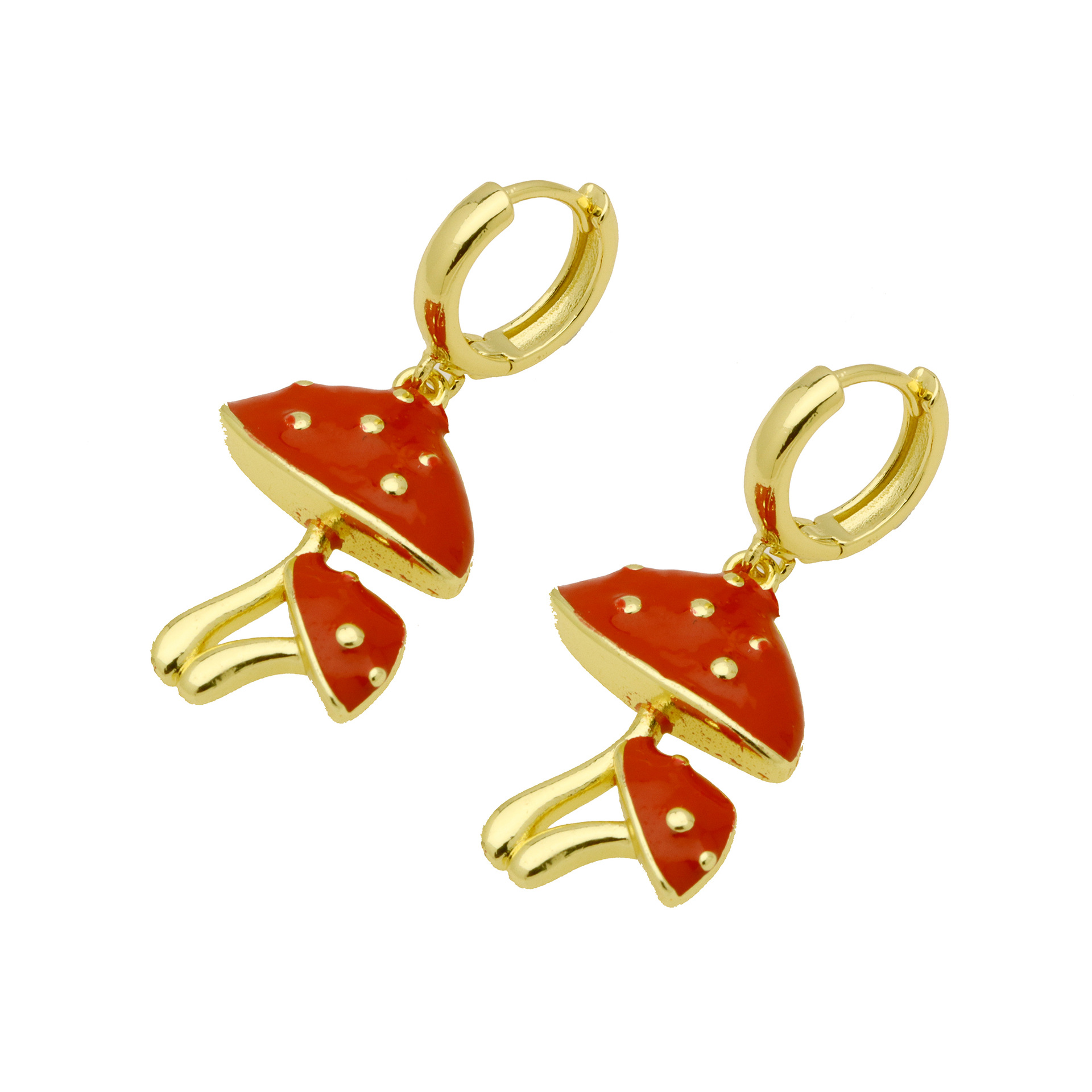7g Weight Copper Ear Needle Material 18K Gold Plated Plating Material Charm Sleeper Hoop Earrings, Drop Earrings Classification 1 Pair Quantity Casual, Daily Occasion Copper Material Cherry, Mushroom Pattern Women's Gender Enamel, Plating Design Sweet Style 1 Pair Sweet Cherry Mushroom Enamel Plating Copper 18K Gold Plated Drop Earrings 10