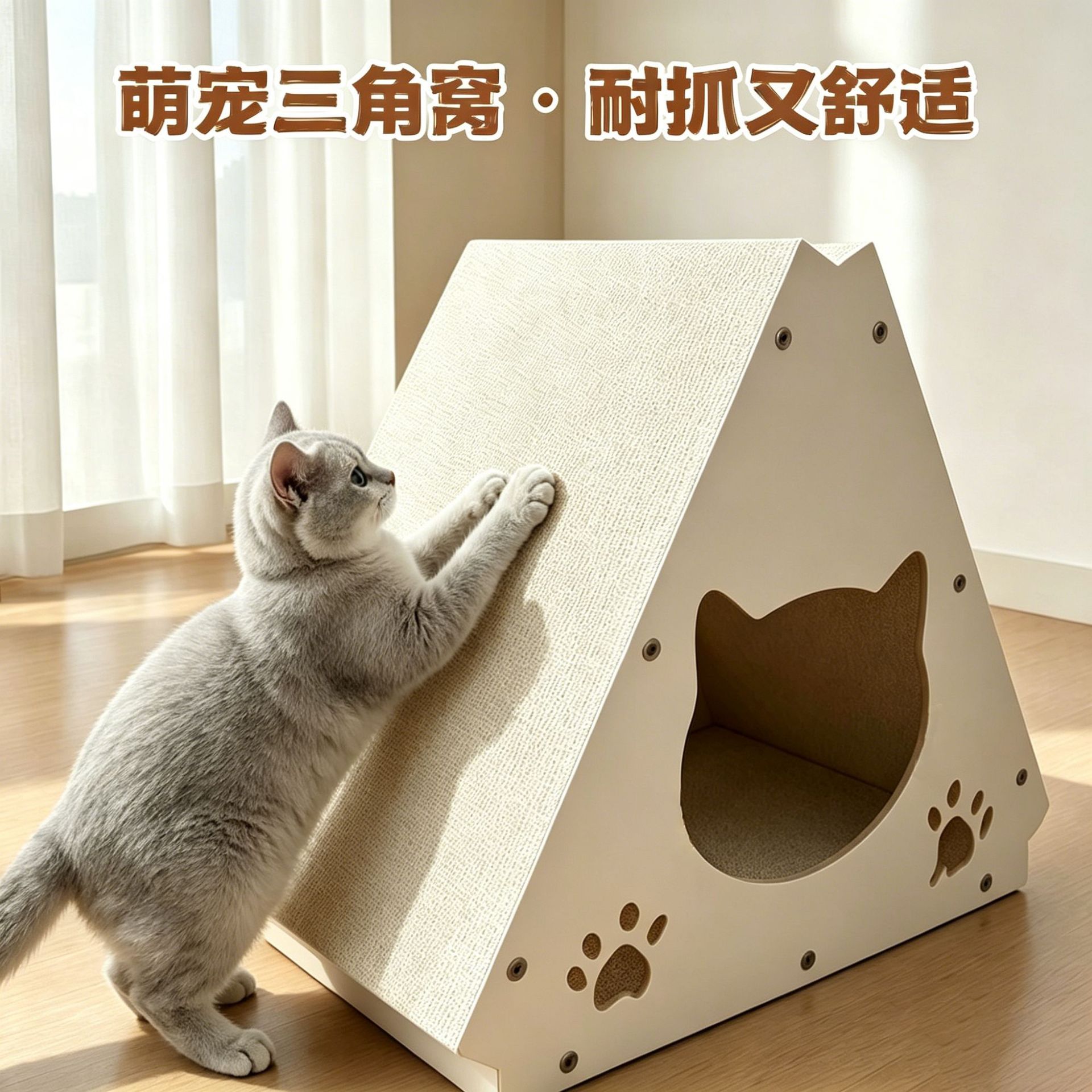 Placa de agarre triangular vertical triangular garra de gato resistente al desgaste sofá de papel corrugado para gatos juguetes lindos