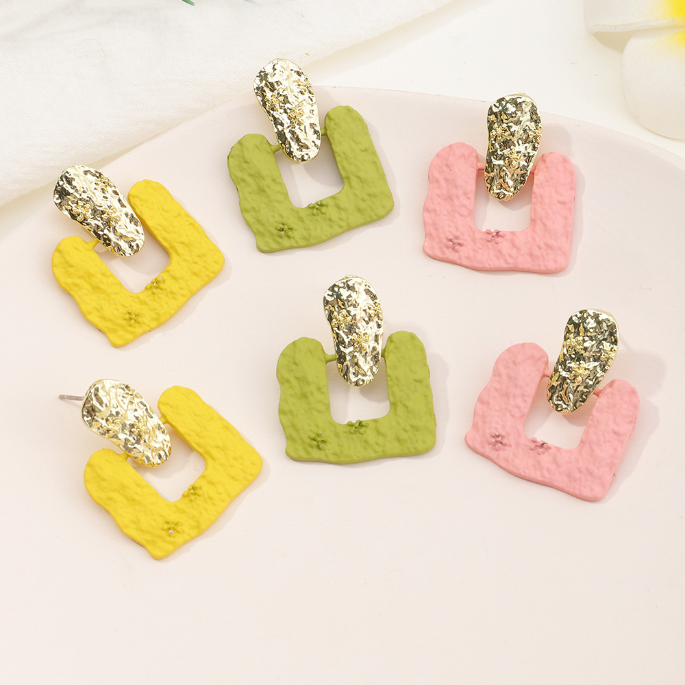 Fashion Creative Alloy Square Geometric Bump Texture Earrings display picture 3