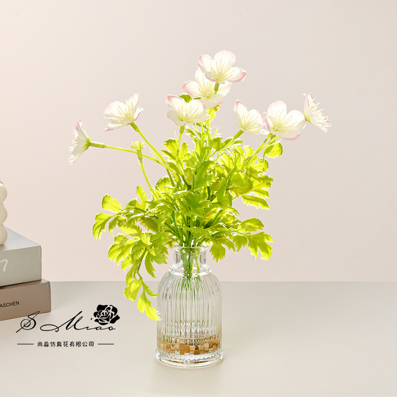 Flores falsas de vidrio de agua falsa flor de cerezo pequeña flor de bonsai de simulación decoración creativa flor de moda verde artificial simulación maceta
