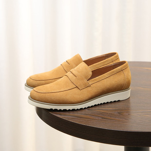 2025 Summer New Anti-Velvet Leather Loafers Slip-on Men's Leather Top Layer Cowhide Legs Casual Lightweight Men's Shoes