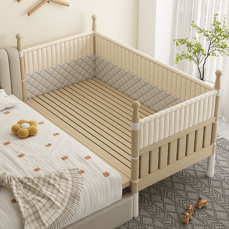 Solid Wood Children's Spliced ​​Bed, Widened Bed, Bedroom Spliced ​​Large Bed with Guardrails, Newborn Crib, Crib Manufacturer