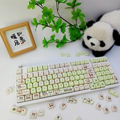 熱昇華キーキャップMOA高萌え緑パンダ98個性104かわいい87機械68キーボード108キーキャップPBT