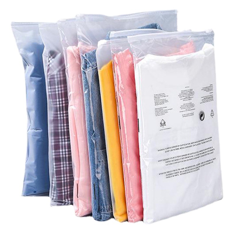 En stock PE transparente bolsa de cremallera de advertencia esmerilado cremallera ropa bolsa de embalaje calcetines ropa interior ropa ziplock bolsa