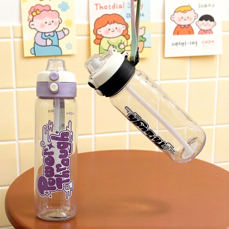 Taza de bebida doble resistente a altas temperaturas y alto valor facial en verano, hervidor de plástico deportivo al aire libre de gran capacidad, taza de agua para niños que no se rompe image 4