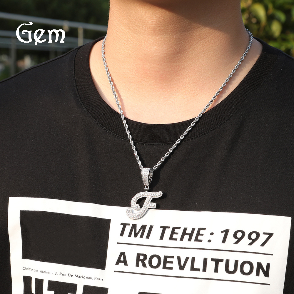 Copper pendant hip-hop style with zircon with letters