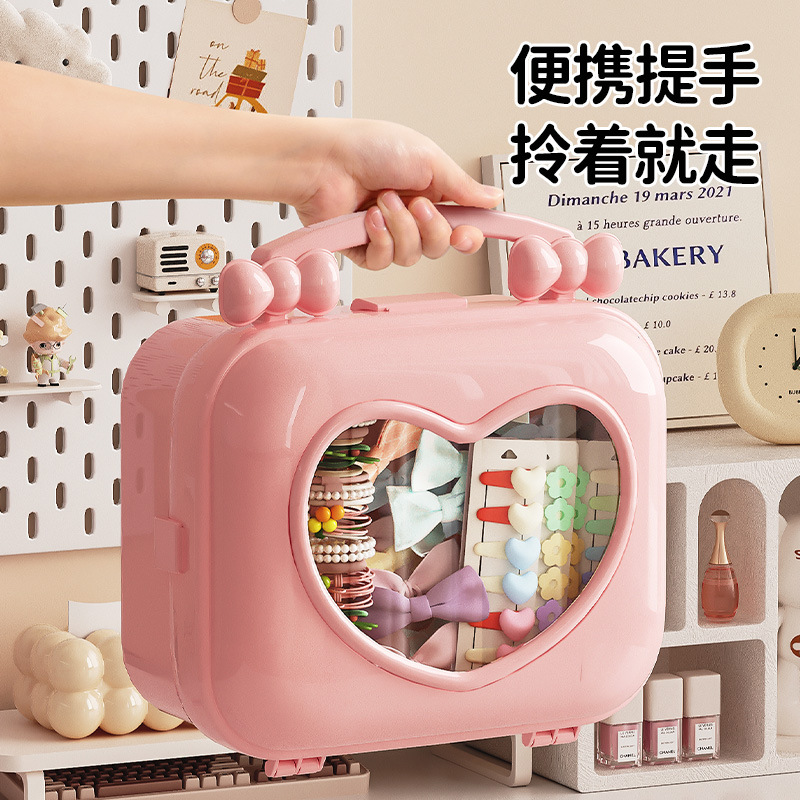 兒童髮飾頭飾橡皮筋手提大容量收納盒2024新款女生咕卡手賬收納箱