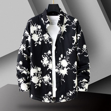 专业衬衫-抖音新品-跑量纯棉印花长袖衬衫男痞帅外跨境代发速卖通