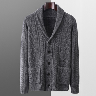 Cross-border Amazon AliExpress a generation of autumn and winter 100 wool cardigan men's fruit collar padded coat