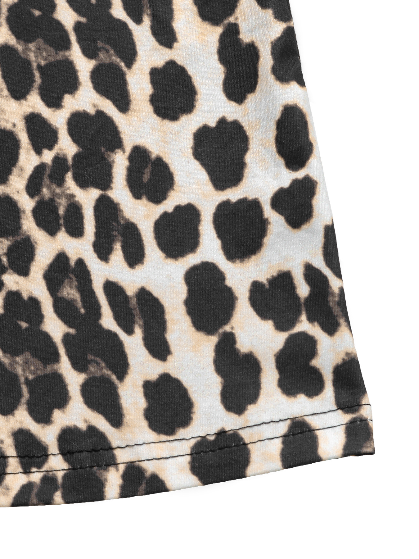 Leopard Splicing Dress Retro High Waist Long Sleeves Wide Leg A line Dress 12 Leopard Splicing Dress Retro High Waist Long Sleeves Wide Leg A line Dress