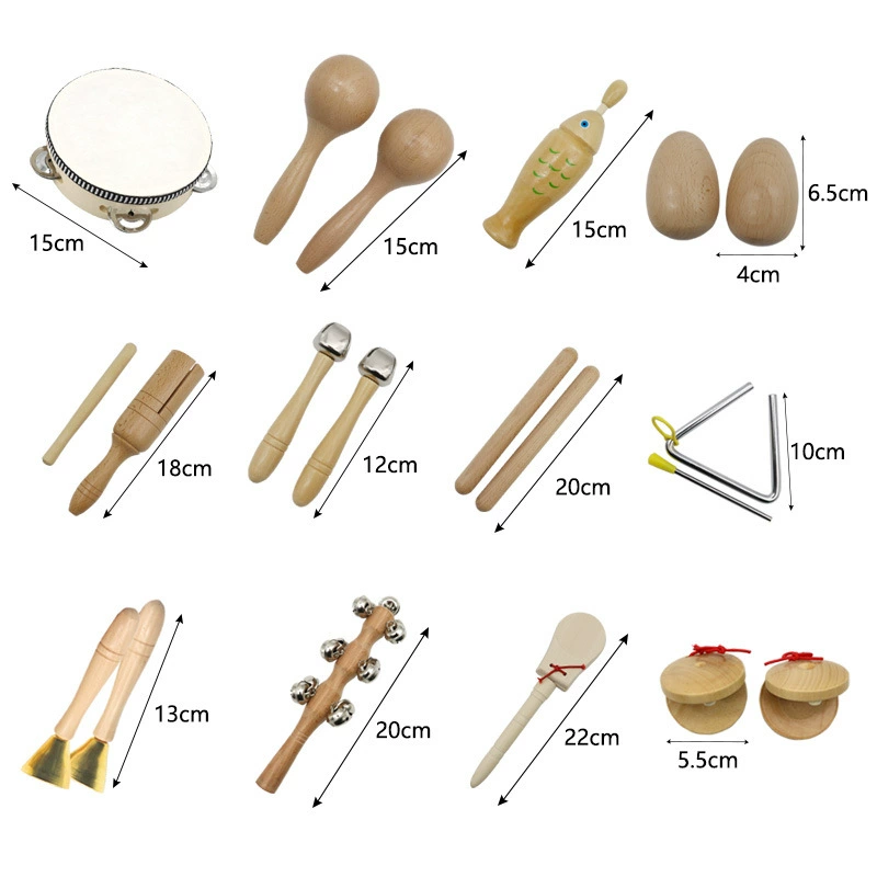 Percussion instruments for kindergarten, teaching aids, maracas, tambourine, set