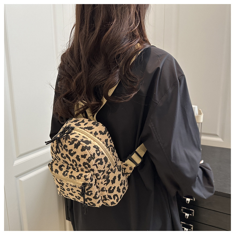 Functional Backpack Bags Type Leopard Casual Women's Backpack Functional Backpack