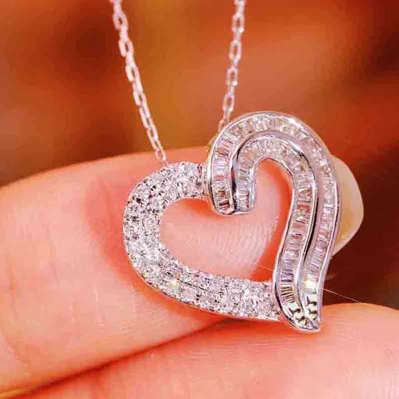All Seasons Season Wholesale Jewelry Modern Style Classic Style Heart Shape Copper Zircon Pendant Necklace Cable Chain