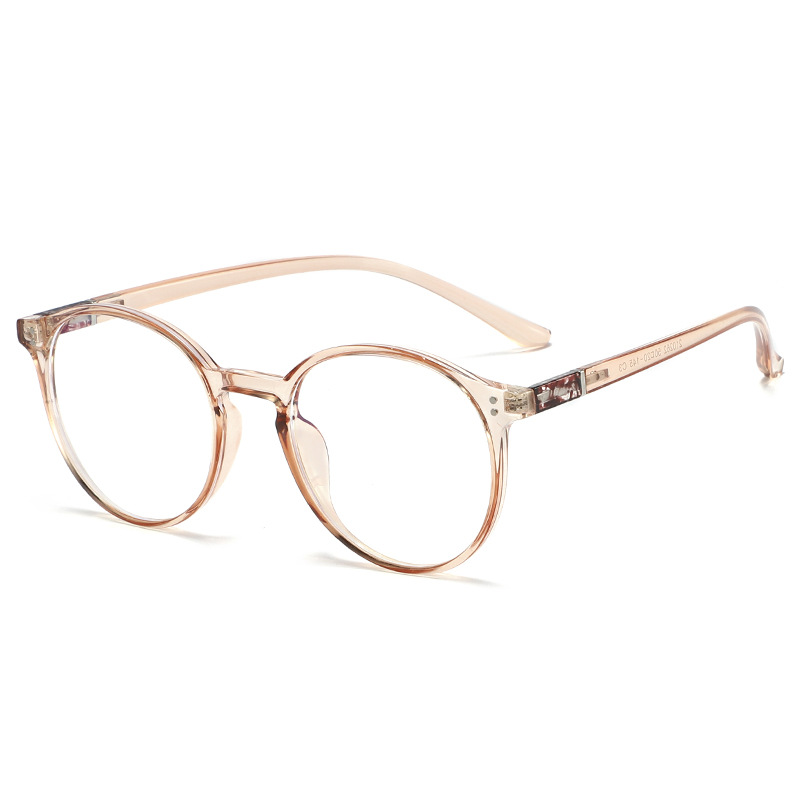 批发2021新款圆框平光镜TR素颜电脑防蓝光镜潮流框架眼镜女装饰镜