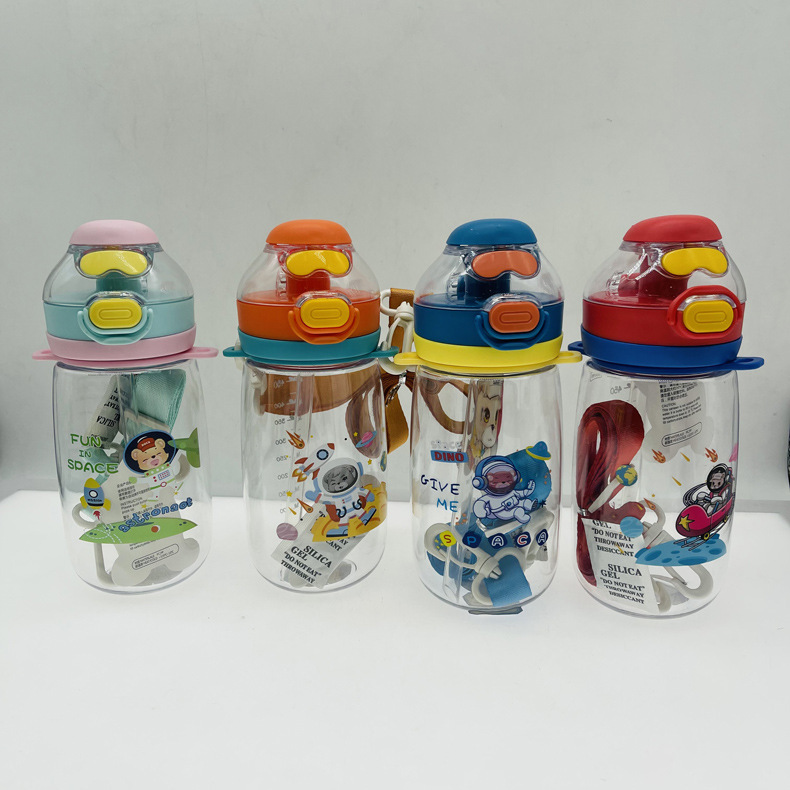 Seligya 2681 nueva correa de la Taza de paja de dibujos animados 550ml estudiante Taza DE LOS NIÑOS kindergarten hervidor de plástico