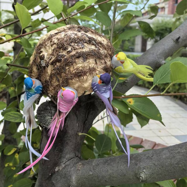 13cm four-color long-tailed feather bird/small river sparrow/silk…
