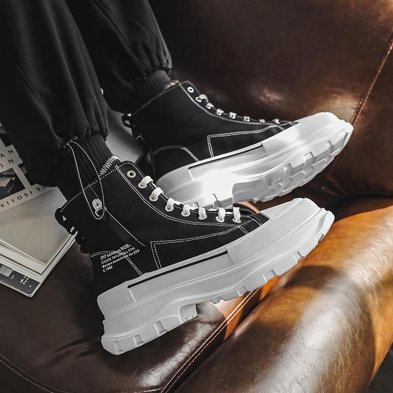 Men's 2025 Autumn New Casual Canvas High-Top Thick-Soled Platform Shoes Breathable and Versatile Fashion Sports Shoes