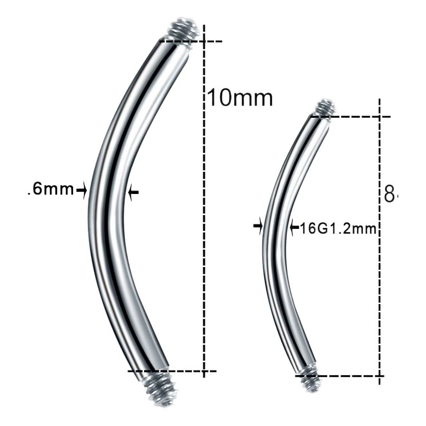F136 титановый внешний зуб, круглый шарик, изогнутый стержень, ноготь для бровей, ноготь для ушей, ноготь для губ, ноготь для ушной кости, G23, титановый сплав, ювелирные изделия для пирсинга, аксессуары