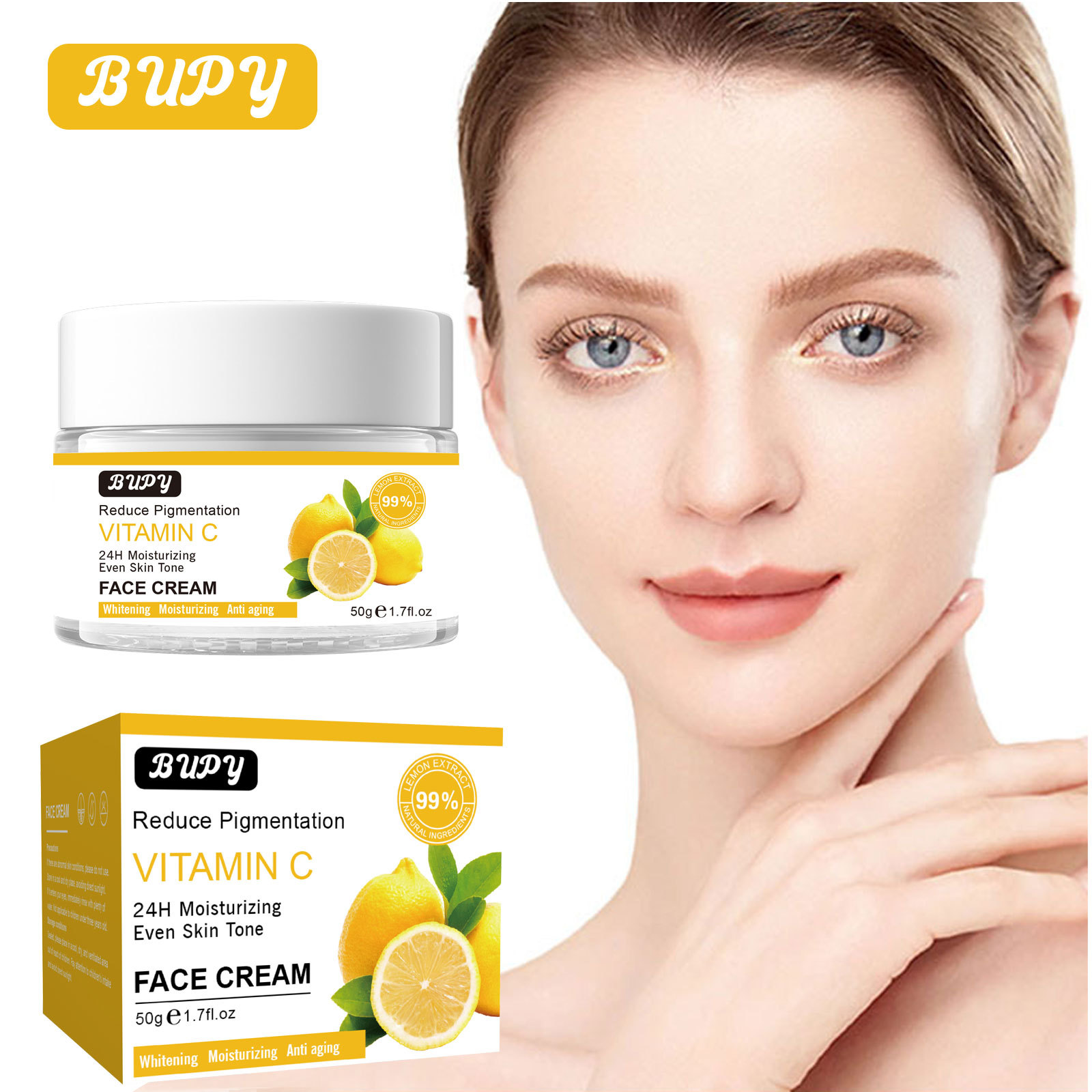 La crème pour le visage vitamine C BUPY réduit les rides, raffermit, hydrate la peau, éclaircit la pigmentation et éclaircit le ski._voghion.com