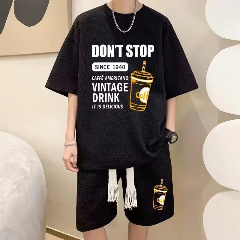 2024年休闲运动服套装男夏季短袖青少年短裤潮牌衣服两件套新款