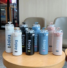 便攜高顏值保溫杯簡約字母運動不鏽鋼學生情侶水杯彈跳蓋