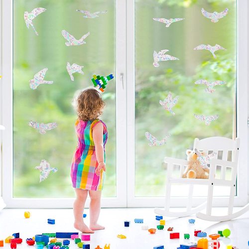 RPS023 Amazon 20 Flying Birds Rainbow Prism Electrostatic Glass Sticker Glueless PVC Film Window Film