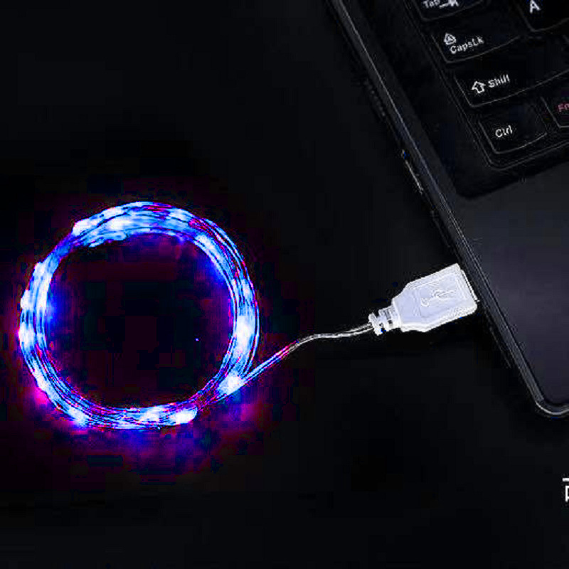 LED pequeña cadena de luz USB Cadena de alambre de cobre luz al por mayor cadena de luz LED Regalo de Cumpleaños ramo fresco decoración banco de energía luces de colores