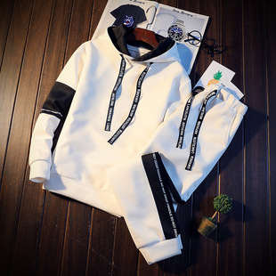 Wholesale men's and women's autumn suit men's Korean fashion handsome hip-hop loose long sleeve T-shirt two-piece student sweater