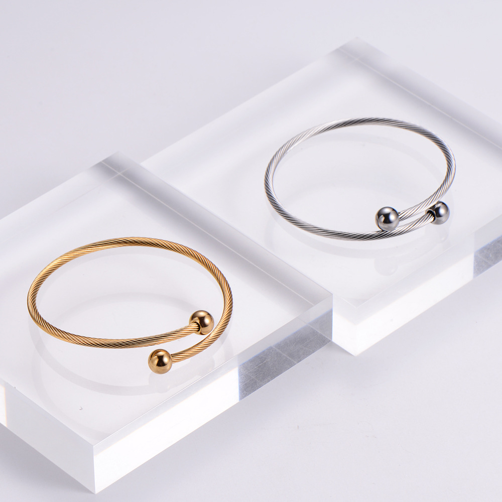 Simple Style Geometric Titanium Steel Bangle Plating Stainless Steel Bracelets