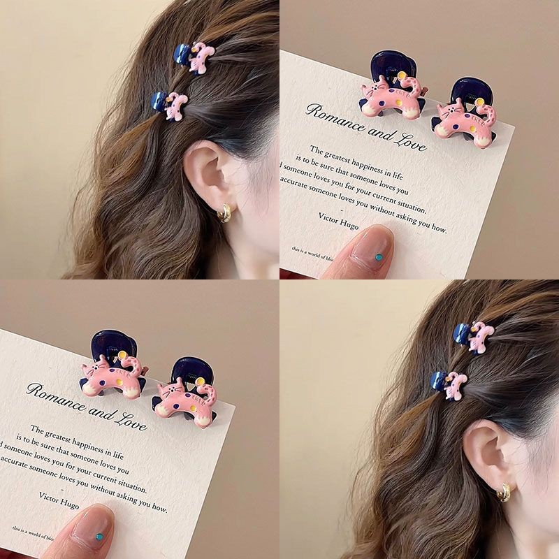 可爱超标~2个猫咪发夹边夹侧边碎发刘海夹子头饰2025新款少女发卡