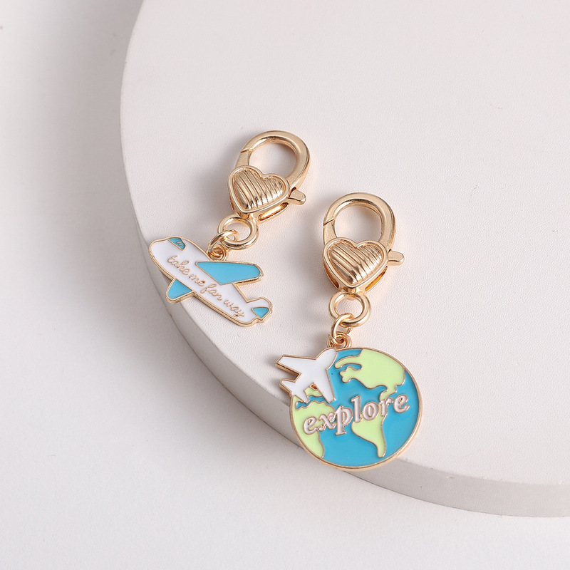 Cross-border Graduation Season Love Keychain Pendant Metal Doctor Football Aircraft Globe Decorations Luggage Accessories