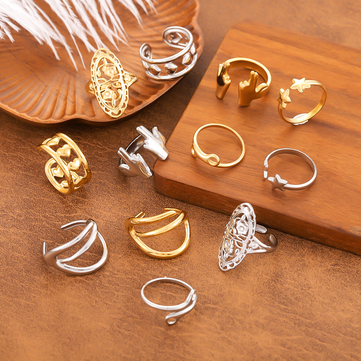fashionable one size geometric ring stainless steel