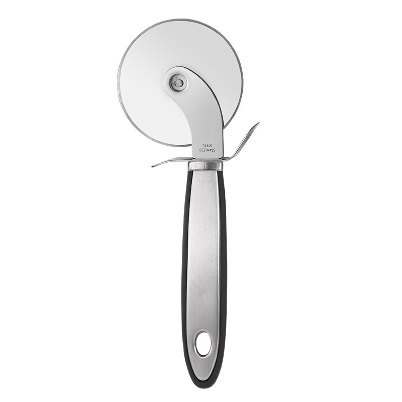 Cortador de pizza de acero inoxidable con rueda giratoria, herramienta para repostería y panqueques