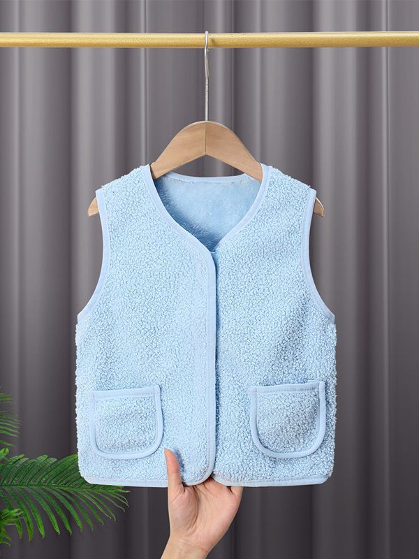 Chalecos de bebé con forro polar para niños, otoño-invierno 2024, chalecos infantiles para usar como ropa exterior, chalecos cálidos de algodón con lana de cordero para niñas.