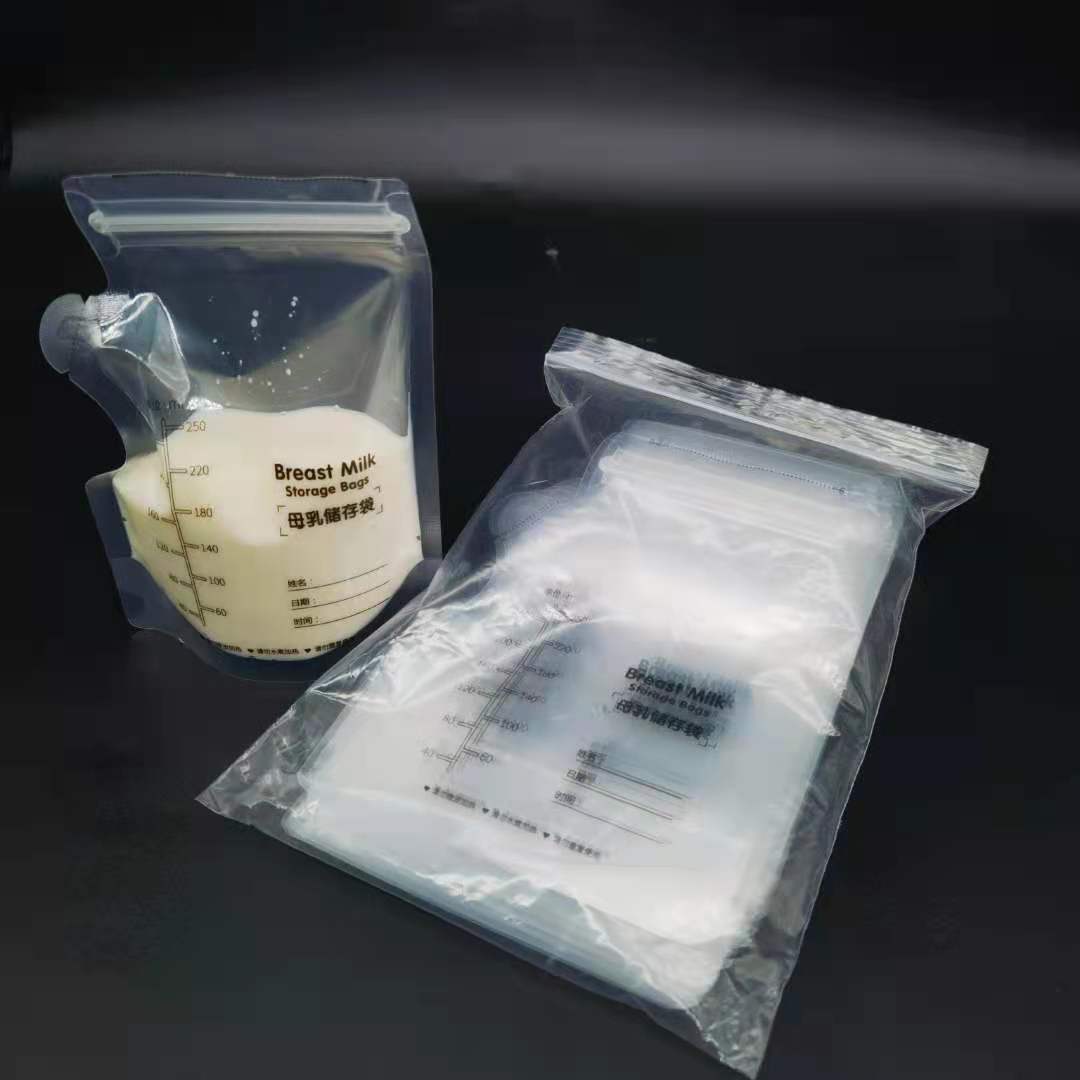 FUENTE fabricante en stock bolsa de leche materna 250ml Caño doble cremallera sellado bolsa de preservación de leche materna al por mayor