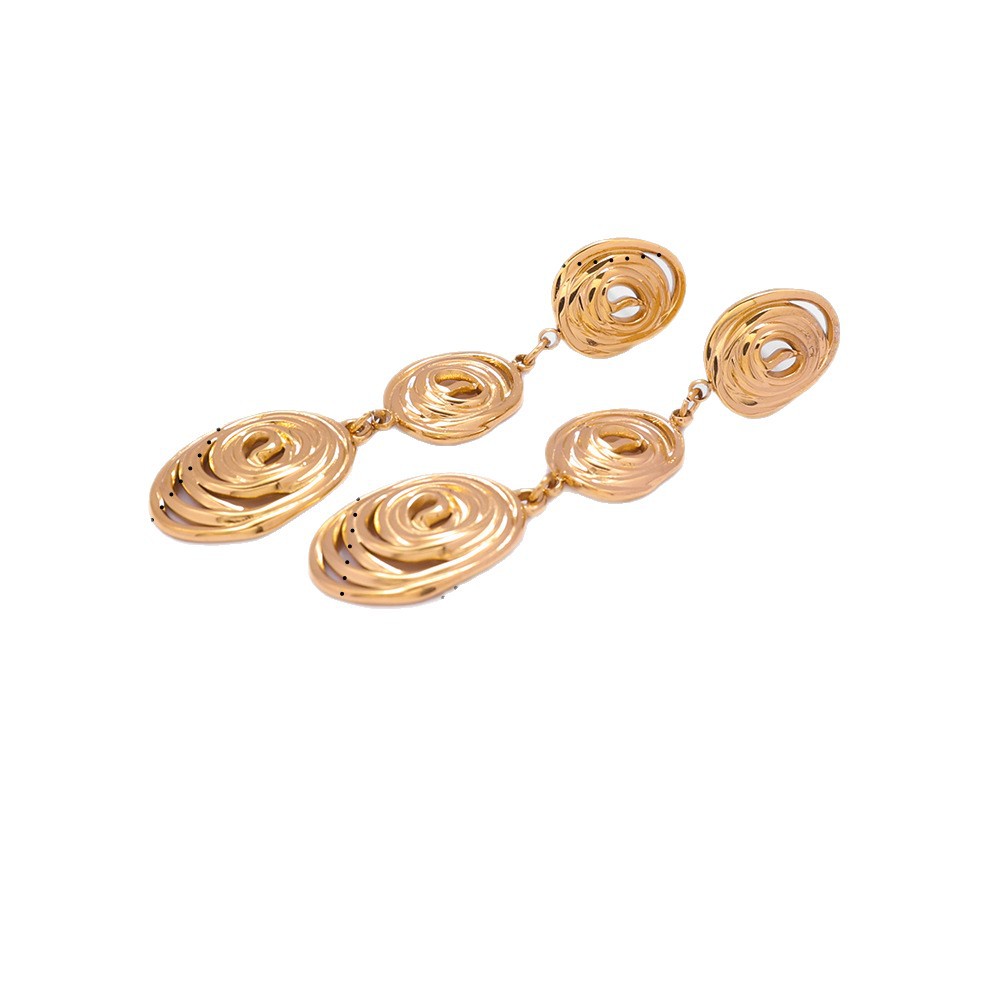Tina transfronteriza Europa y América pendientes de acero inoxidable femenino minimalista nicho de geometría universal diseño círculo largos pendientes exagerados