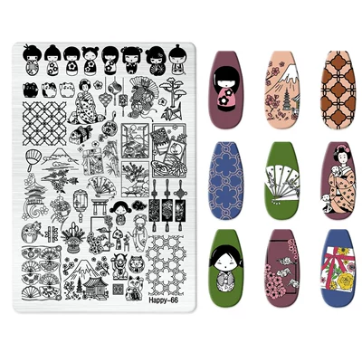 Art Stamping Plate Kt Cat – Dırnaq bəzəkləri - happy-066-with-back-plate