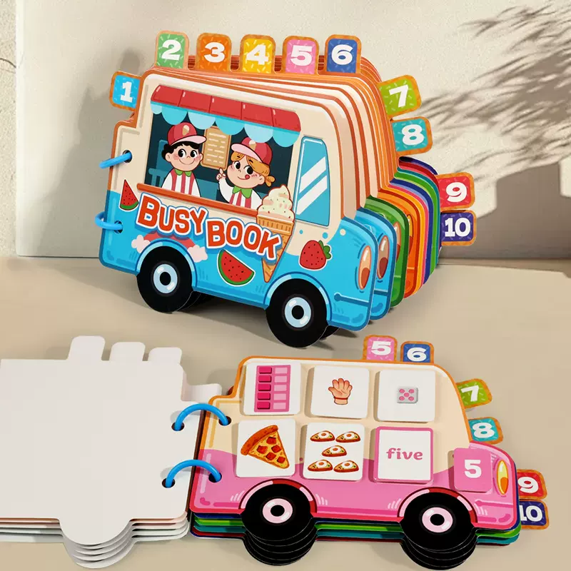 跨境亚马逊汽车主题宝宝1-10数字学习安静书早教益智科教纸类玩具