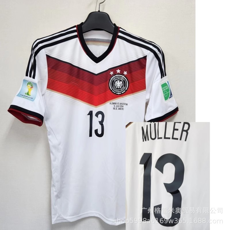 adidas x Germany Retro 2014 Home 2014 World Cup Final Müller Jersey White