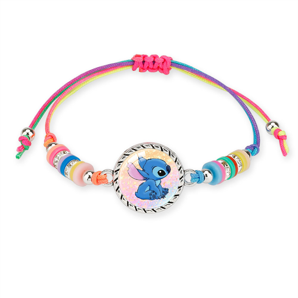 亞馬遜新款卡通動漫人物史迪仔手繩波西米亞軟陶編織串珠手鍊