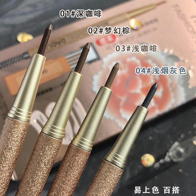 NOVO escultura fina tipo lápiz de cejas rotativo automático cabeza ultrafina impermeable duradero sin mareo conjunto de lápiz de cejas doble cabeza