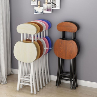 Folding Chair Stool with Backrest Portable Home Dining Chair Colorful Training Chair Rental House Balcony Dormitory Creative Round Stool