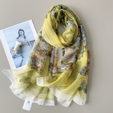 夏季超大防晒丝巾时尚百搭拍照沙滩巾长款空调披肩雪纺装饰纱巾女