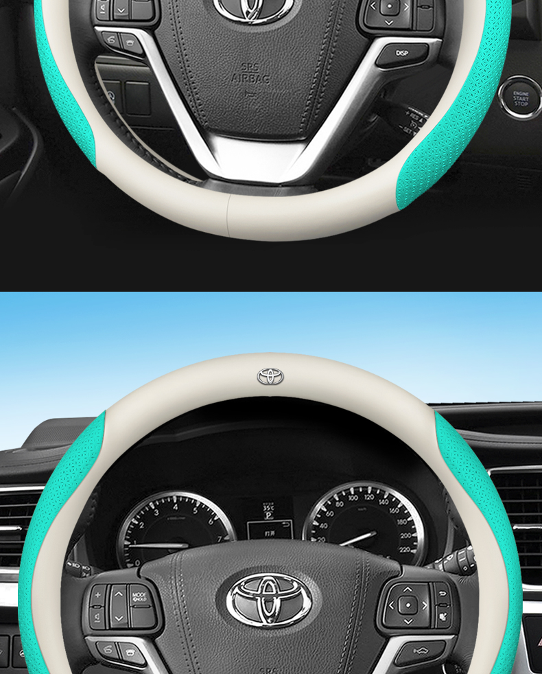 Suitable for 2021-23 Toyota Sienna Steering Wheel Cover, Car Handlebar Cover, Hand-Sewn Sienna Four-Season Universal Handlebar Cover